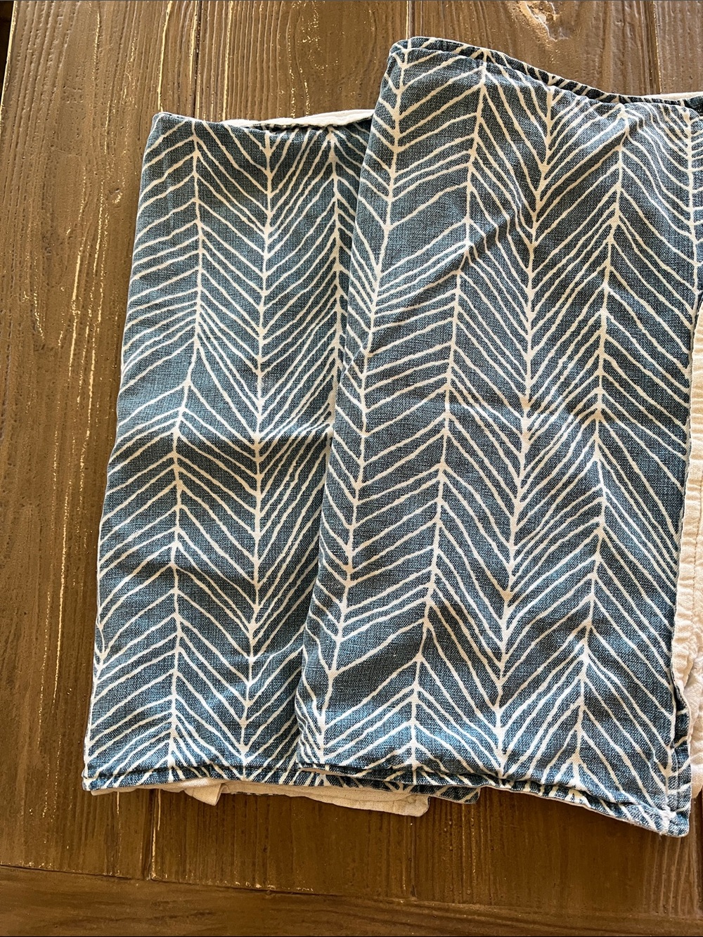 Blue and Off-White Pattern Pillow Covers, size 18x18